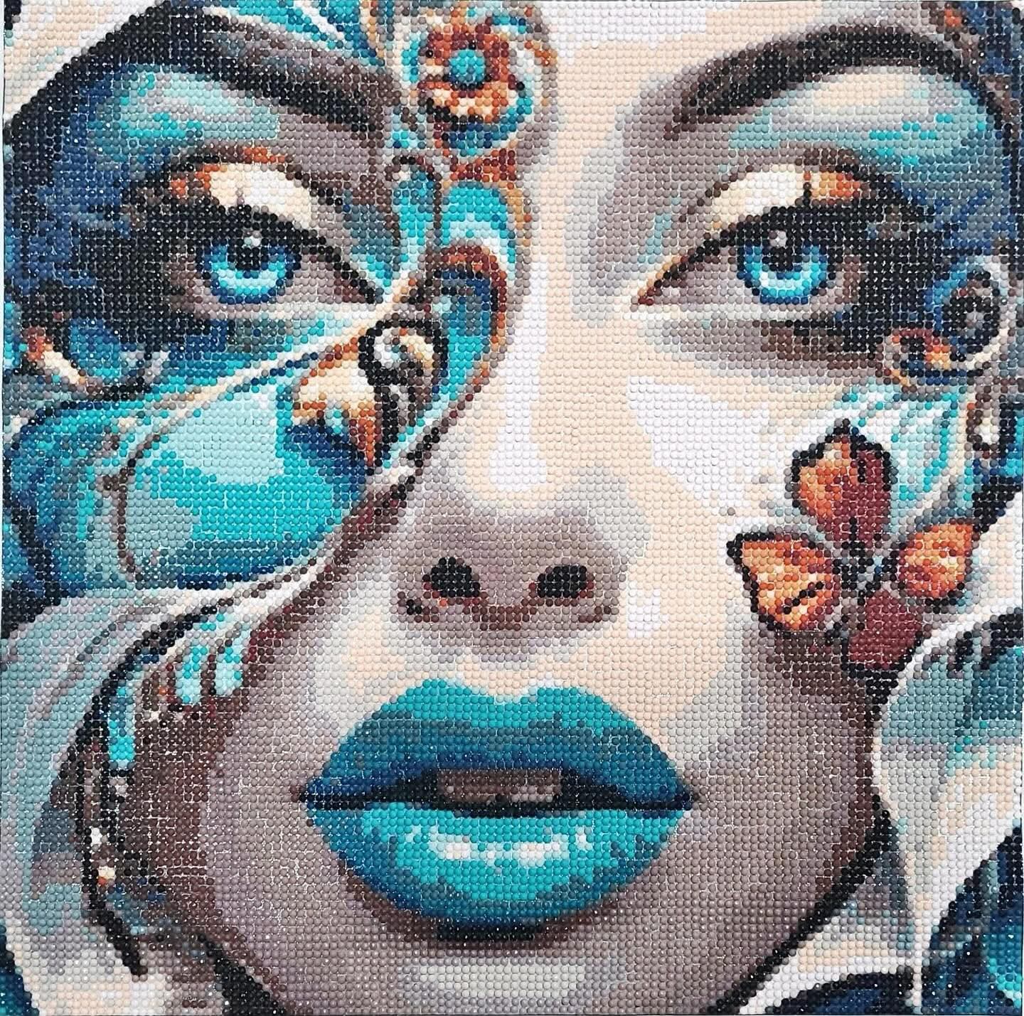 "Turquoise Butterfly" Diamond Stone Picture