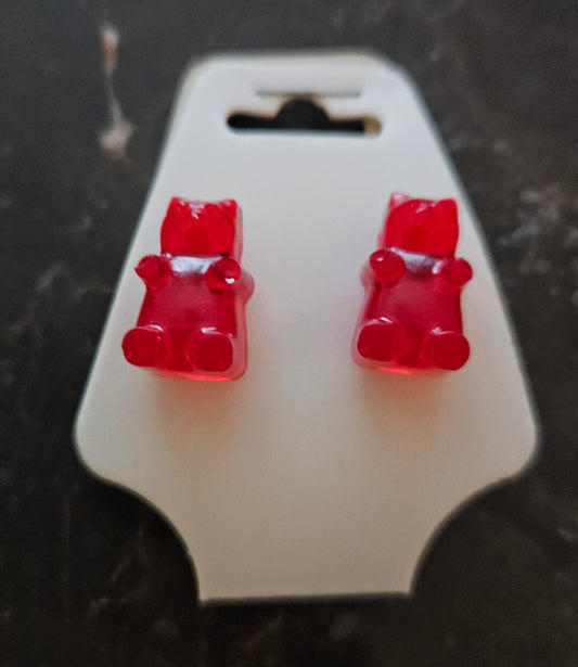 Gummie Bear Earrings "Clear Red"