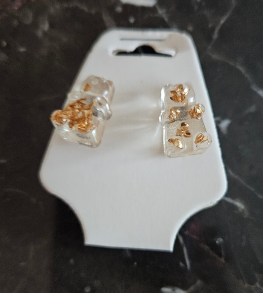 Gummie Bear Earrings "Clear W/ Gold Foil Paper"