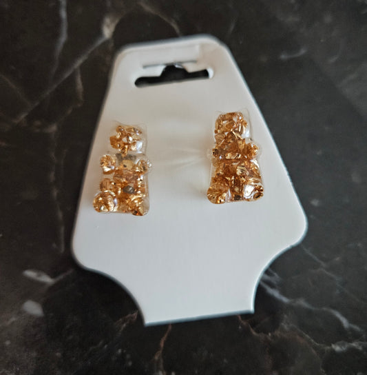 Gummie Bear Earrings "Clear W/ Gold Foil Paper"