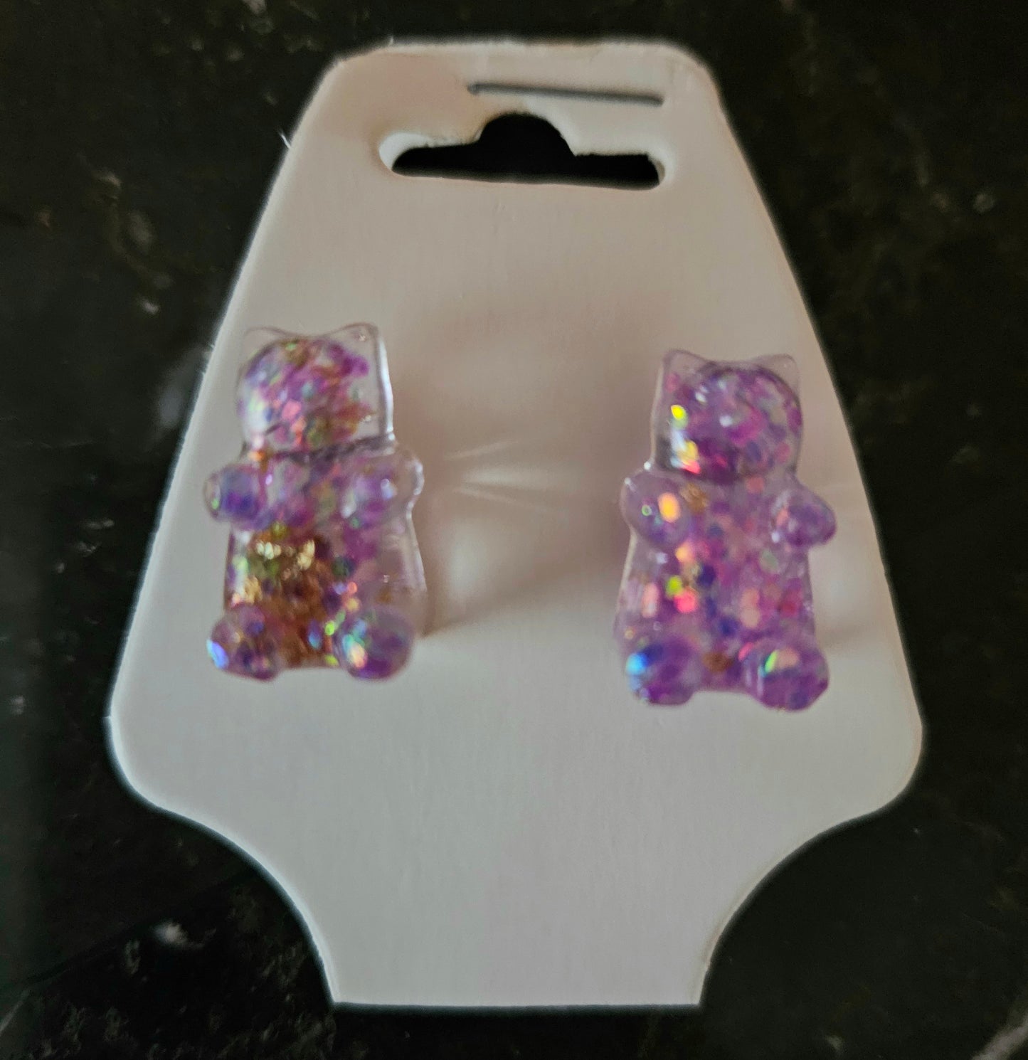 Gummie Bear Earrings "Purple W/ Glitter"