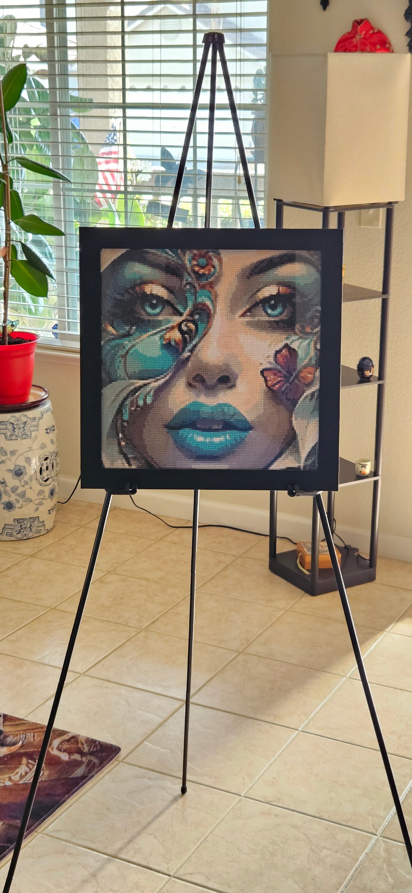 "Turquoise Butterfly" Diamond Stone Picture