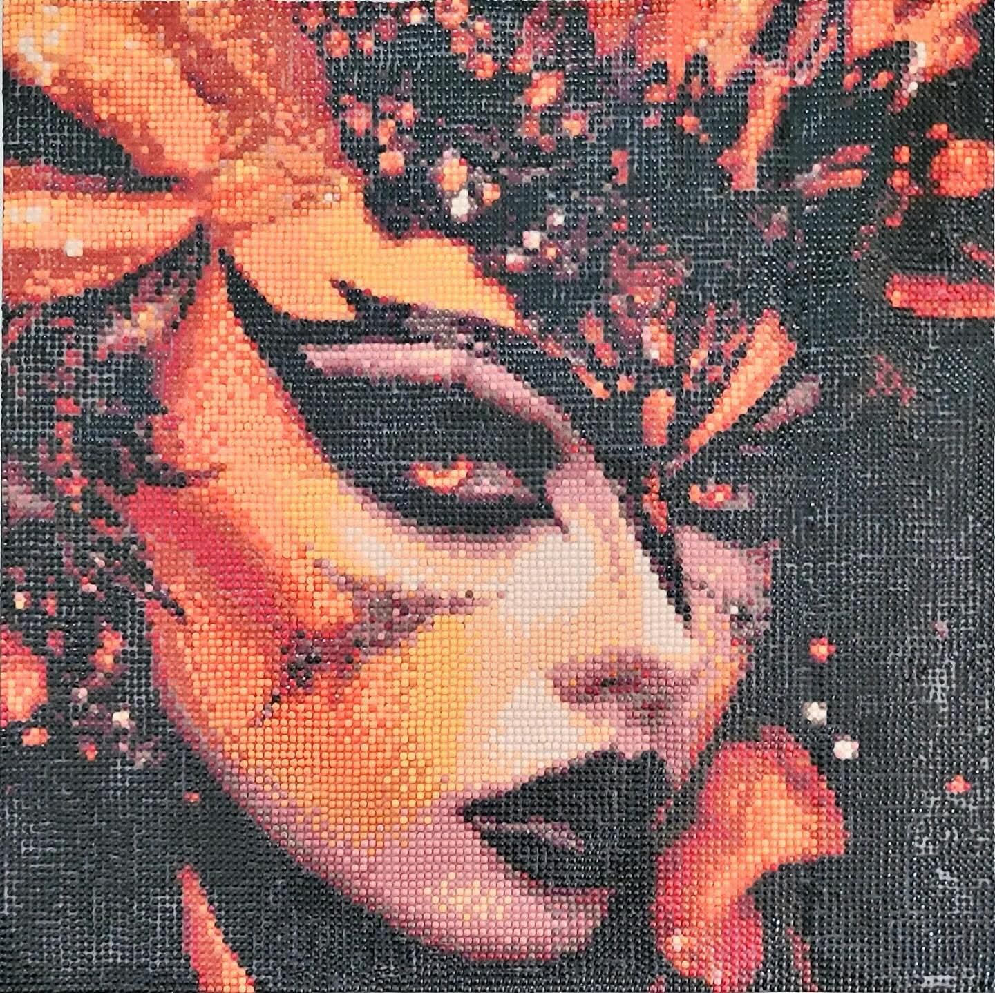 "Orange n Black" Diamond Stone Picture