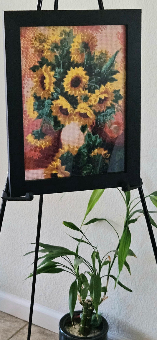 "Sunflower Vase" Diamond Stone Picture
